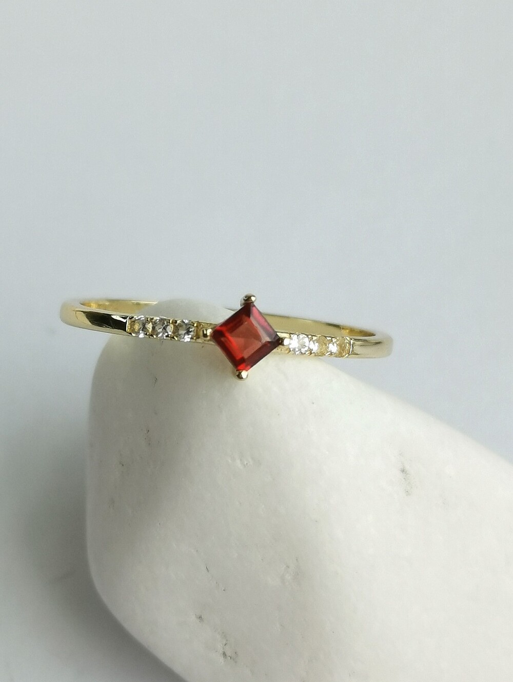 Garnet Diamond Accent Ring 14k Gold on Sterling Silver 🆕
